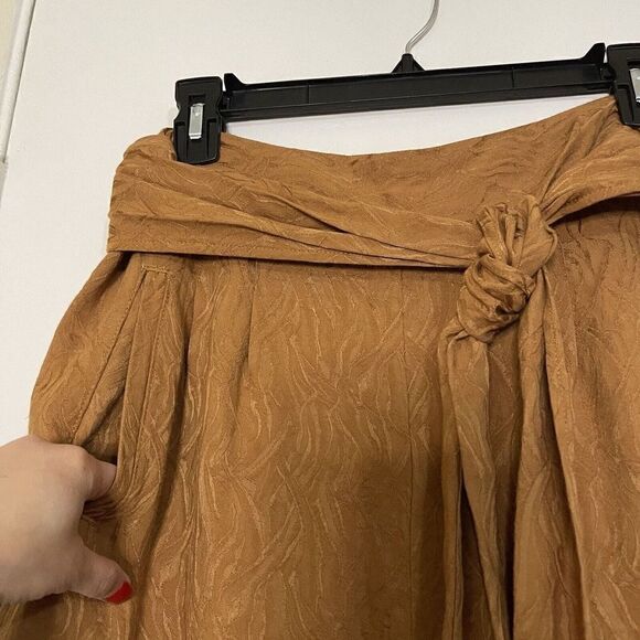 Anthropologie ett:twa Aubade Tie Waist Golden yellow cropped Pants size US 12 - Picture 6 of 7